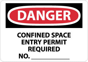 NMC D488AB-DANGER, CONFINED SPACE ENTRY PERMIT REQUIRED NO., 10X14, .040 ALUM (1 EACH)