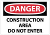 NMC D490PB-DANGER, CONSTRUCTION AREA DO NOT ENTER, 10X14, PS VINYL (1 EACH)