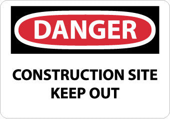 NMC D491PB-DANGER, CONSTRUCTION SITE KEEP OUT, 10X14, PS VINYL (1 EACH)