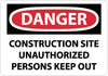 NMC D492RB-DANGER, CONSTRUCTION SITE UNAUTHORIZED PERSONS KEEP OUT, 10X14, RIGID PLASTIC (1 EACH)