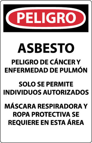 NMC D495-ASBESTOS DUST HAZARD (SPANISH), 20X14, PAPER (PAK OF 100)