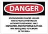 NMC D516RB-DANGER, ETHYLENE OXIDE CANCER HAZARD AND REPRODUCTIVE HAZARD AUTHORIZED PERSONNEL ONLY RESPIRATORS AND PROTECTIVE CLOTHING MAY BE REQUIRED TO BE WORN IN THIS AREA, 10X14, RIGID PLASTIC (1 EACH)