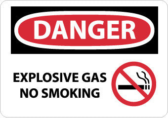 NMC D519RB-DANGER, EXPLOSIVE GAS NO SMOKING, GRAPHIC,10X14, RIGID PLASTIC (1 EACH)