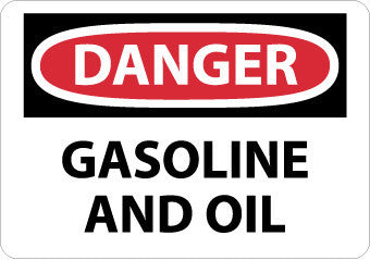 NMC D541AB-DANGER, GASOLINE AND OIL, 10X14, .040 ALUM (1 EACH)