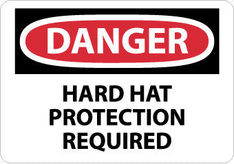 NMC D544RB-DANGER, HARD HAT PROTECTION REQUIRED, 10X14, RIGID PLASTIC (1 EACH)