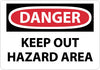 NMC D568RD-DANGER, KEEP OUT HAZARD AREA, 20X28, RIGID PLASTIC (1 EACH)