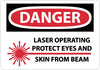 NMC D570RB-DANGER, LASER OPERATING PROTECT EYES AND SKIN FROM BEAM, GRAPHIC, 10X14, RIGID PLASTIC (1 EACH)