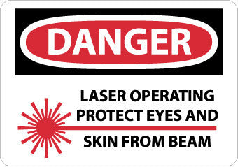 NMC D570AB-DANGER, LASER OPERATING PROTECT EYES AND SKIN FROM BEAM, GRAPHIC, 10X14, .040 ALUM (1 EACH)