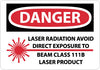 NMC D571PB-DANGER, LASER RADIATION AVOID DIRECT EXPOSURE TO BEAM CLASS 111B LASER PRODUCT, GRAPHIC, 10X14, PS VINYL (1 EACH)