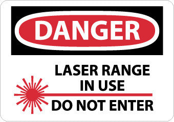 NMC D572RB-DANGER, LASER RANGE IN USE DO NOT ENTER, GRAPHIC, 10X14, RIGID PLASTIC (1 EACH)