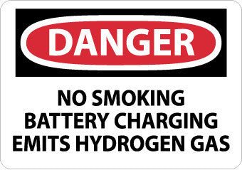 NMC D586PB-DANGER, NO SMOKING BATTERY CHARGING EMITS HYDROGEN GAS, 10X14, PS VINYL (1 EACH)