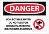 NMC D593AB-DANGER, NON-POTABLE WATER DO NOT USE FOR DRINKING, WASHING OR COOKING PURPOSES, GRAPHIC, 10X14, .040 ALUM (1 EACH)