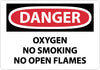 NMC D597RB-DANGER, OXYGEN NO SMOKING NO OPEN FLAMES, 10X14, RIGID PLASTIC (1 EACH)