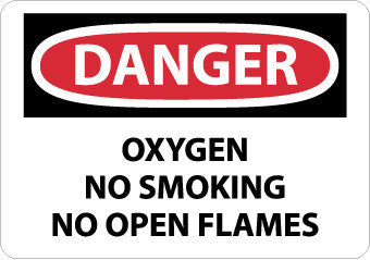 NMC D597AB-DANGER, OXYGEN NO SMOKING NO OPEN FLAMES, 10X14, .040 ALUM (1 EACH)