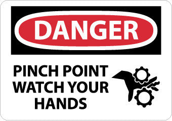NMC D600AB-DANGER, PINCH POINT WATCH YOUR HANDS, GRAPHIC, 10X14, .040 ALUM (1 EACH)