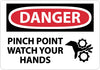 NMC D600AB-DANGER, PINCH POINT WATCH YOUR HANDS, GRAPHIC, 10X14, .040 ALUM (1 EACH)