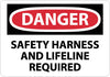 NMC D611PB-DANGER, SAFETY HARNESS AND LIFELINE REQUIRED, 10X14, PS VINYL (1 EACH)