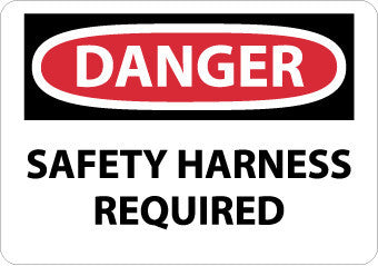 NMC D612RB-DANGER, SAFETY HARNESS REQUIRED, 10X14, RIGID PLASTIC (1 EACH)