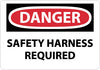 NMC D612RB-DANGER, SAFETY HARNESS REQUIRED, 10X14, RIGID PLASTIC (1 EACH)