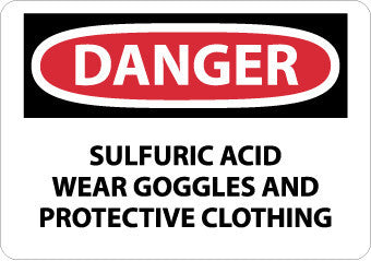 NMC D616RB-DANGER, SULFURIC ACID WEAR GOGGLES AND PROTECTIVE CLOTHING, 10X14, RIGID PLASTIC (1 EACH)