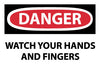 NMC D621AP-DANGER, WATCH YOUR HANDS AND FINGERS, 3X5, PS VINYL (PAK OF 5)