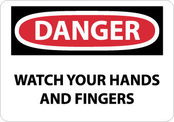 NMC D621A-DANGER, WATCH YOUR HANDS AND FINGERS, GRAPHIC, 7X10, .040 ALUM (1 EACH)