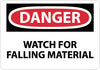 NMC D622RB-DANGER, WATCH FOR FALLING MATERIAL, 10X14, RIGID PLASTIC (1 EACH)