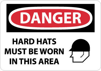 NMC D633RC-DANGER, HARD HATS MUST BE WORN IN THIS AREA, GRAPHIC, 14X20, RIGID PLASTIC (1 EACH)