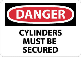 NMC D635PB-DANGER, CYLINDERS MUST BE SECURED, 10X14, PS VINYL (1 EACH)