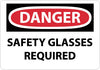 NMC D649PB-DANGER, SAFETY GLASSES REQUIRED, 10X14, PS VINYL (1 EACH)