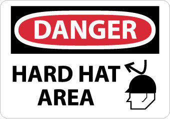 NMC D650PB-DANGER, HARD HAT AREA, GRAPHIC, 10X14, PS VINYL (1 EACH)