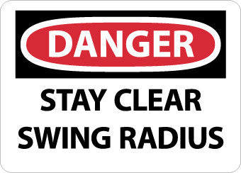 NMC D655AB-DANGER, STAY CLEAR SWING RADIUS, 10X14, .040 ALUM (1 EACH)