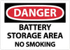 NMC D672RB-DANGER, BATTERY STORAGE AREA NO SMOKING, 10X14, RIGID PLASTIC (1 EACH)