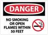 NMC D673RB-DANGER, NO SMOKING OR OPEN FLAMES WITHIN 50 FEET (GRAPHIC), 10X14, RIGID PLASTIC (1 EACH)