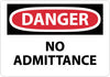 NMC D75RB-DANGER, NO ADMITTANCE, 10X14, RIGID PLASTIC (1 EACH)