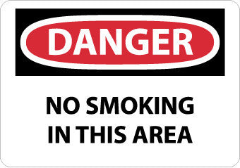 NMC D80R-DANGER, NO SMOKING IN THIS AREA, 7X10, RIGID PLASTIC (1 EACH)