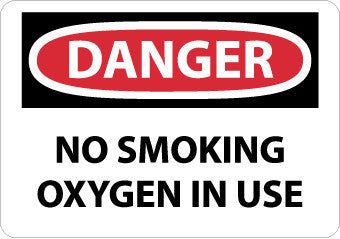 NMC D99PB-DANGER, NO SMOKING OXYGEN IN USE, 10X14, PS VINYL (1 EACH)