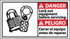 NMC DBA11R-DANGER, LOCK OUT EQUIPMENT BEFORE SERVICING (BILINGUAL W/GRAPHIC), 10X18, RIGID PLASTIC (1 EACH)