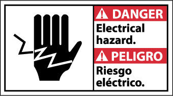 NMC DBA12P-DANGER, ELECTRICAL HAZARD (BILINGUAL W/GRAPHIC), 10X18, PS VINYL (1 EACH)