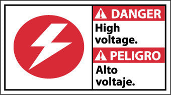 NMC DBA3P-DANGER, HIGH VOLTAGE (BILINGUAL W/GRAPHIC), 10X18, PS VINYL (1 EACH)