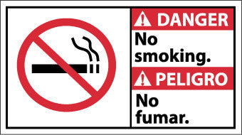 NMC DBA6P-DANGER, NO SMOKING (BILINGUAL W/GRAPHIC), 10X18, PS VINYL (1 EACH)