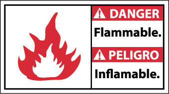 NMC DBA7R-DANGER, FLAMMABLE (BILINGUAL W/GRAPHIC), 10X18, RIGID PLASTIC (1 EACH)