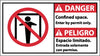 NMC DBA8R-DANGER, CONFINED SPACE ENTER BY PERMIT ONLY (BILINGUAL W/GRAPHIC), 10X18, RIGID PLASTIC (1 EACH)