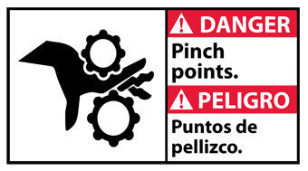 NMC DBA9P-DANGER, PINCH POINTS (BILINGUAL W/GRAPHIC), 10X18, PS VINYL (1 EACH)