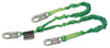 Miller 232M-Z7/6FTGN by Honeywell 6' Manyard II Polyester Web Twin-Leg Shock-Absorbing Lanyard With (3) 3/4" Locking Snap Hooks  (1/EA)