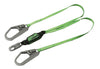 Miller 8798TR/6FTGN by Honeywell 6' HP Web Twin-Leg Shock-Absorbing Lanyard With (1) 3/4" Locking Snap Hook, (2) 2-1/2" Locking Rebar Hooks And SofStop Shock Absorber  (1/EA)