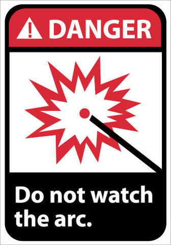 NMC DGA12P-DANGER, DO NOT WATCH THE ARC (W/GRAPHIC), 10X7, PS VINYL (1 EACH)