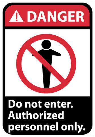 NMC DGA16P-DANGER, DO NOT ENTER AUTHORIZED PERSONNEL ONLY (W/GRAPHIC), 10X7, PS VINYL (1 EACH)