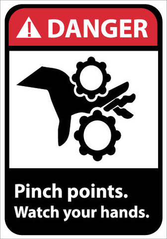 NMC DGA19PB-DANGER, PINCH POINTS WATCH YOUR HANDS (W/GRAPHIC), 14X10, PS VINYL (1 EACH)