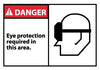 NMC DGA1AP-DANGER, EYE PROTECTION REQUIRED IN THIS AREA (W/GRAPHIC), 3X5, PS VINYL (PAK OF 5)